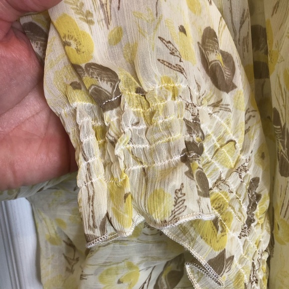 Ashley Judd Floral Square Neck Sheer Neck Blouse Size XL - Picture 4 of 7